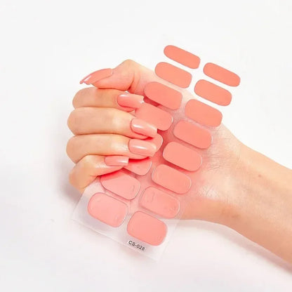 UV Semi Cured Gel Nail Wraps – Long Lasting French Style LED Gel Nail Stickers for Nail Extensions