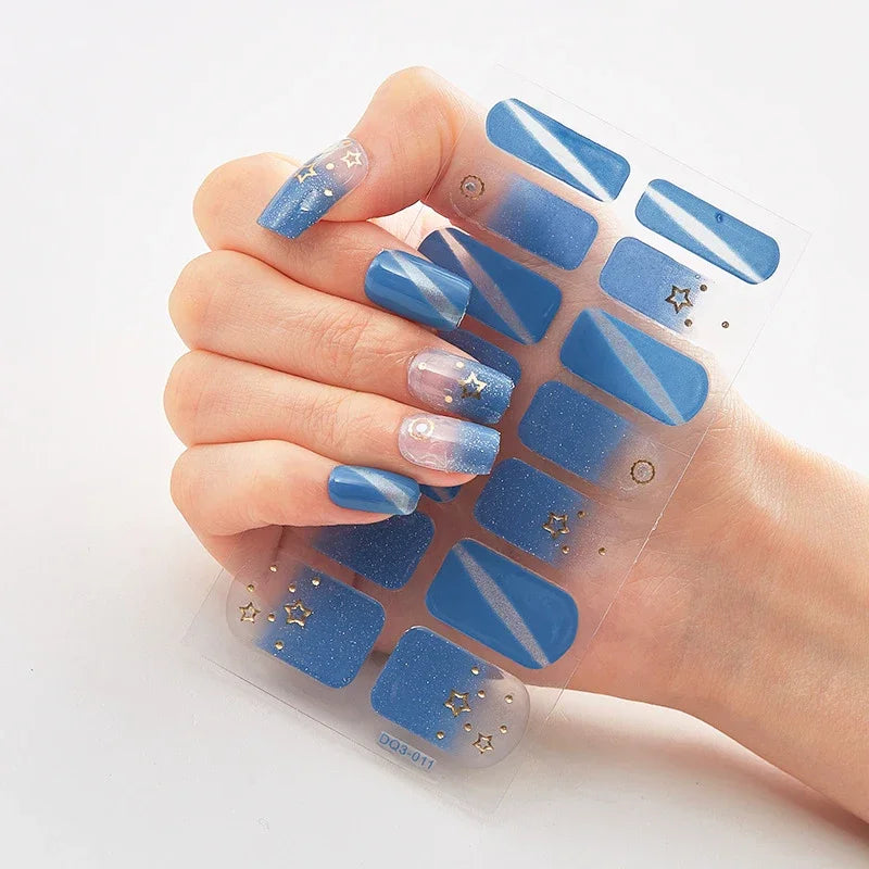 UV Semi Cured Gel Nail Wraps – Long Lasting French Style LED Gel Nail Stickers for Nail Extensions