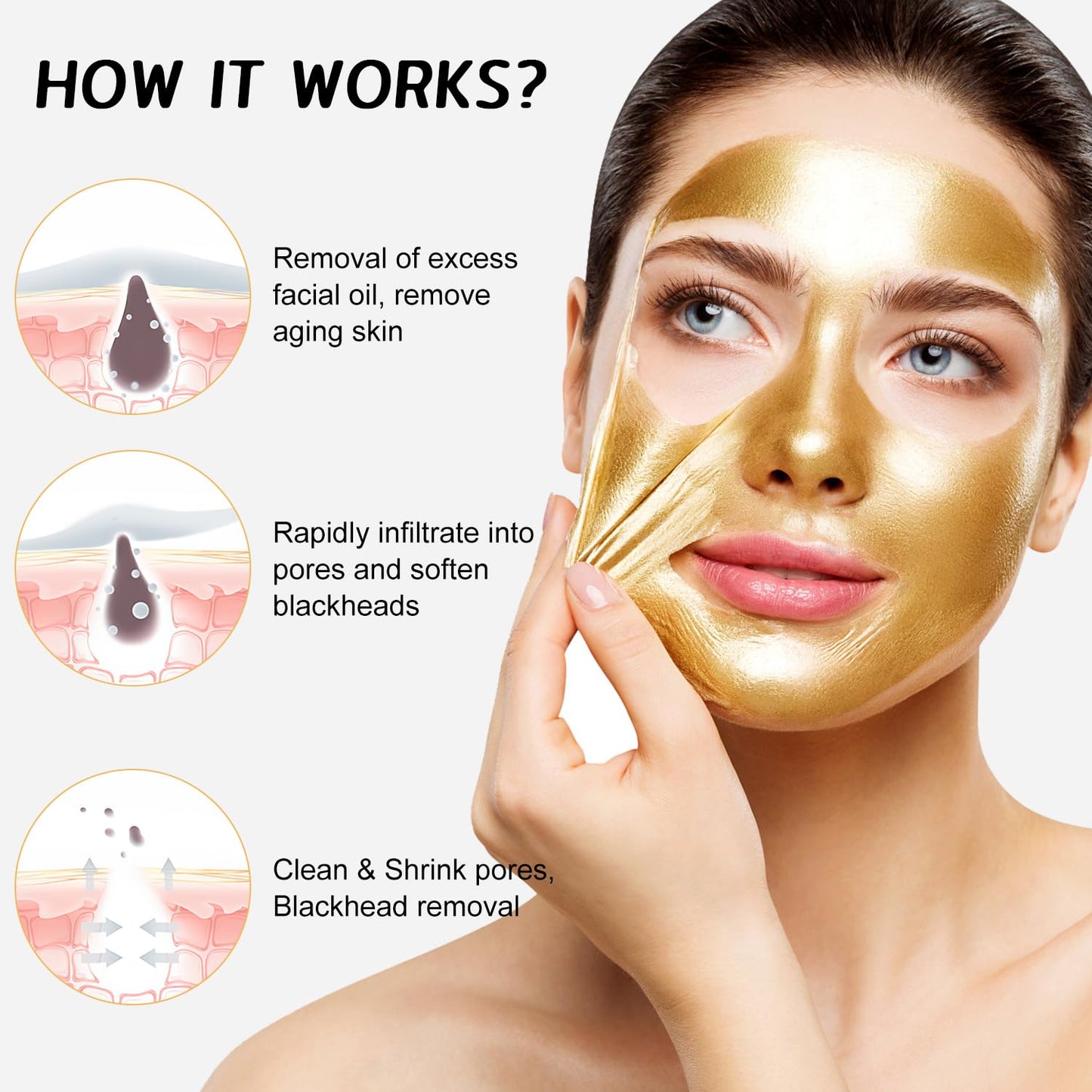 24K Gold Peel-Off Face Mask – Hydrating & Deep Cleansing Skincare (2PCS)