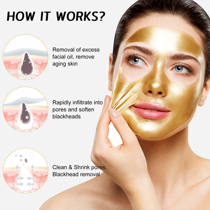 24K Gold Peel-Off Face Mask – Hydrating & Deep Cleansing Skincare (2PCS)