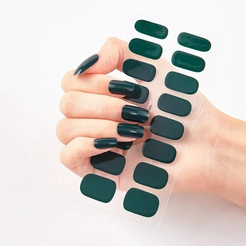 UV Semi Cured Gel Nail Wraps – Long Lasting French Style LED Gel Nail Stickers for Nail Extensions