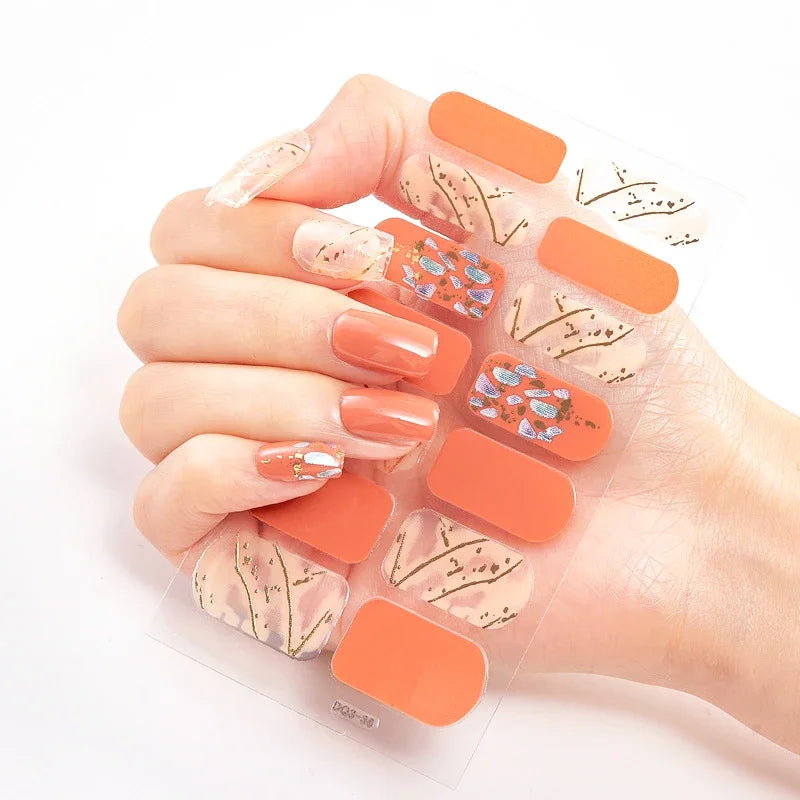 UV Semi Cured Gel Nail Wraps – Long Lasting French Style LED Gel Nail Stickers for Nail Extensions