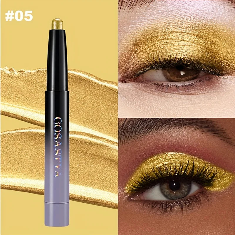 Brown Neutral Metal Eye Shadow Stick, Magic Color Cream Shimmer Crayon, Eye Whitening Stick, Highlight Pen, Eyeliner Pen