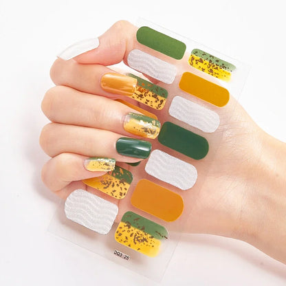 UV Semi Cured Gel Nail Wraps – Long Lasting French Style LED Gel Nail Stickers for Nail Extensions