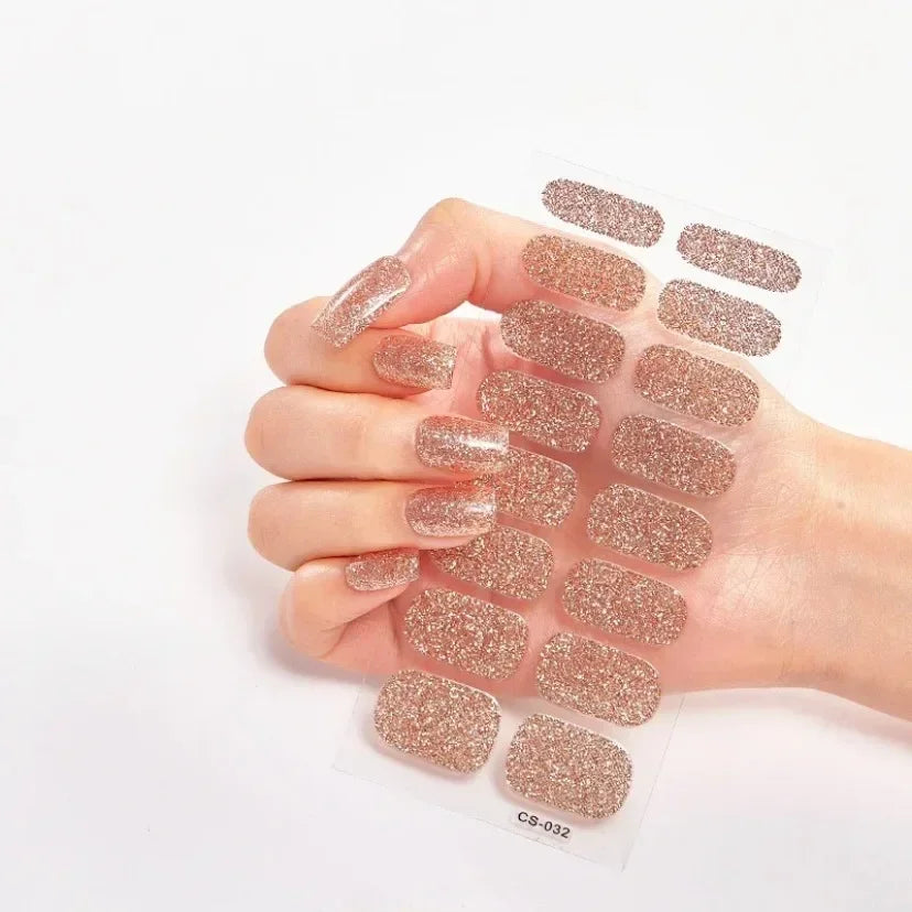UV Semi Cured Gel Nail Wraps – Long Lasting French Style LED Gel Nail Stickers for Nail Extensions