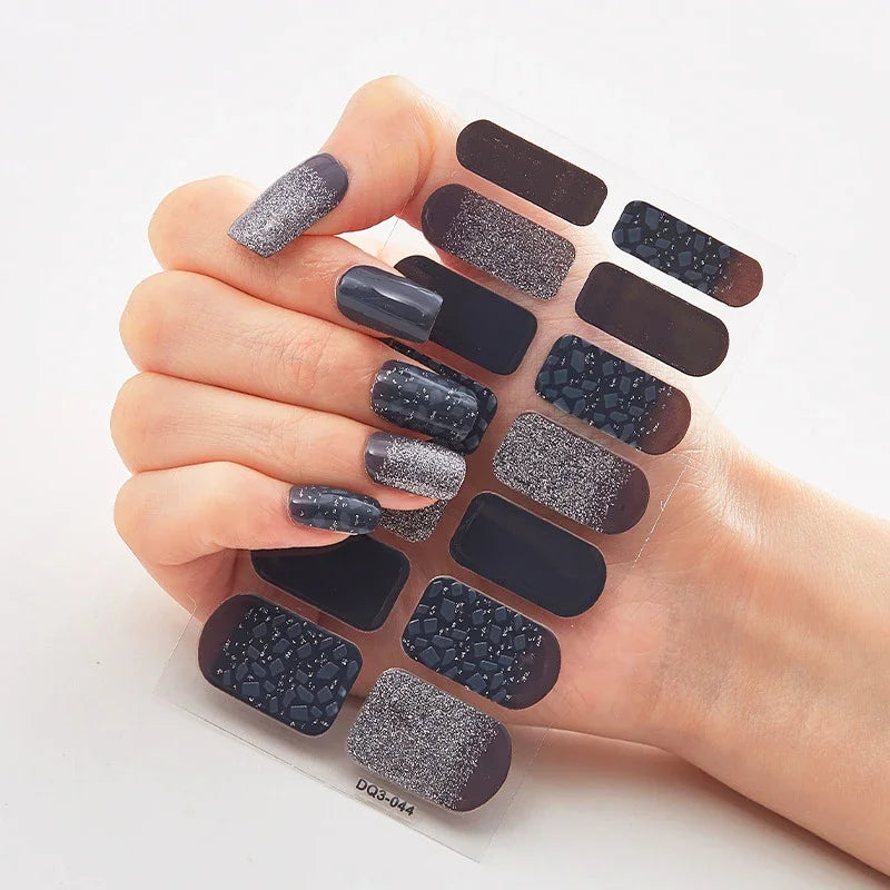 UV Semi Cured Gel Nail Wraps – Long Lasting French Style LED Gel Nail Stickers for Nail Extensions