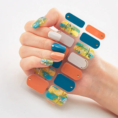 UV Semi Cured Gel Nail Wraps – Long Lasting French Style LED Gel Nail Stickers for Nail Extensions