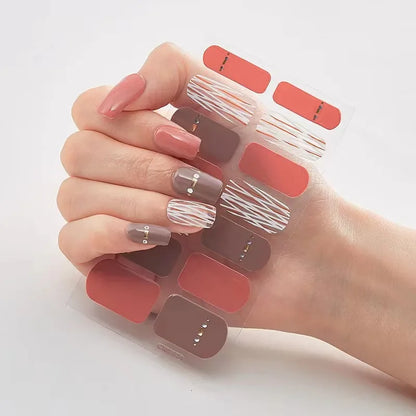 UV Semi Cured Gel Nail Wraps – Long Lasting French Style LED Gel Nail Stickers for Nail Extensions