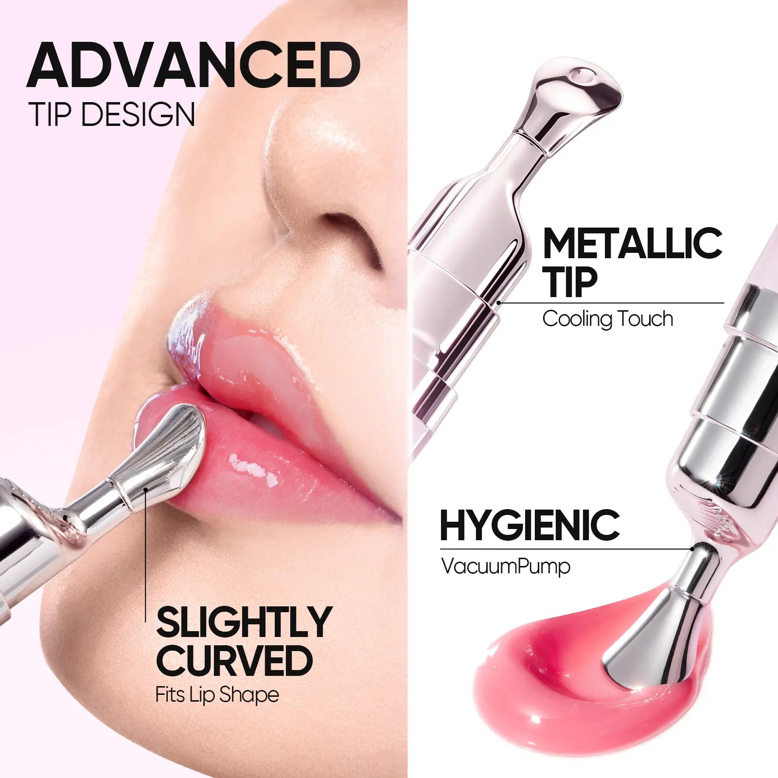 SKINTIFIC Hydrating Brightening Lip Serum – Hyaluronic Acid & Peptide Glossy Korean Lip Balm with Cooling Roller Applicator