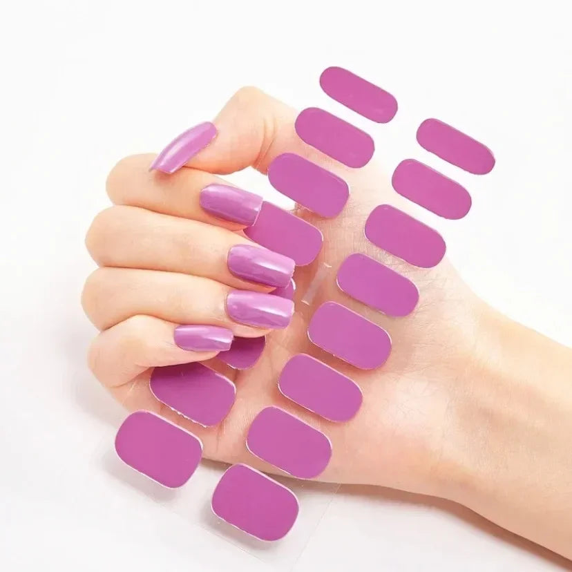 UV Semi Cured Gel Nail Wraps – Long Lasting French Style LED Gel Nail Stickers for Nail Extensions