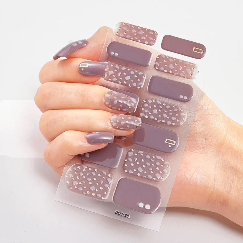 UV Semi Cured Gel Nail Wraps – Long Lasting French Style LED Gel Nail Stickers for Nail Extensions