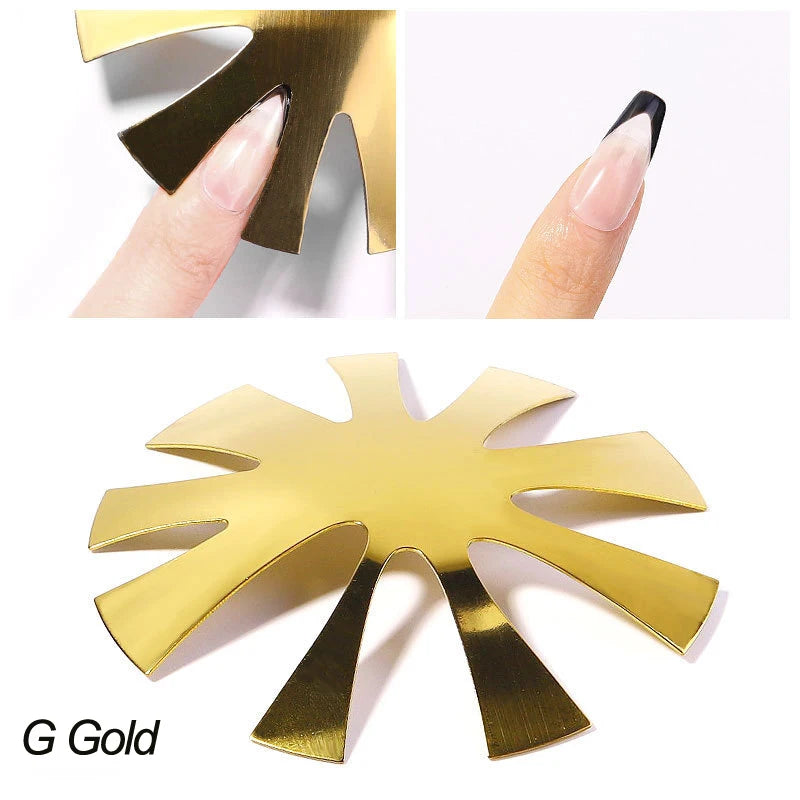 Pro 12 Style Easy French Smile Cut V Line Edge Trimmer Nail Cutter Almond Design Nail Stencil Styling Mold French Manicure Tools