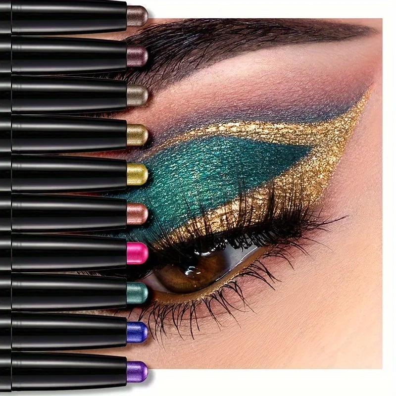 Brown Neutral Metal Eye Shadow Stick, Magic Color Cream Shimmer Crayon, Eye Whitening Stick, Highlight Pen, Eyeliner Pen