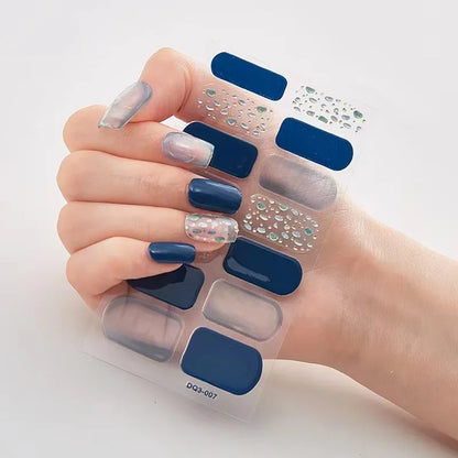UV Semi Cured Gel Nail Wraps – Long Lasting French Style LED Gel Nail Stickers for Nail Extensions