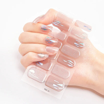 UV Semi Cured Gel Nail Wraps – Long Lasting French Style LED Gel Nail Stickers for Nail Extensions