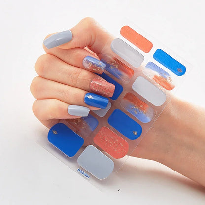 UV Semi Cured Gel Nail Wraps – Long Lasting French Style LED Gel Nail Stickers for Nail Extensions