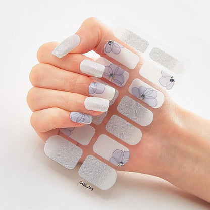 UV Semi Cured Gel Nail Wraps – Long Lasting French Style LED Gel Nail Stickers for Nail Extensions