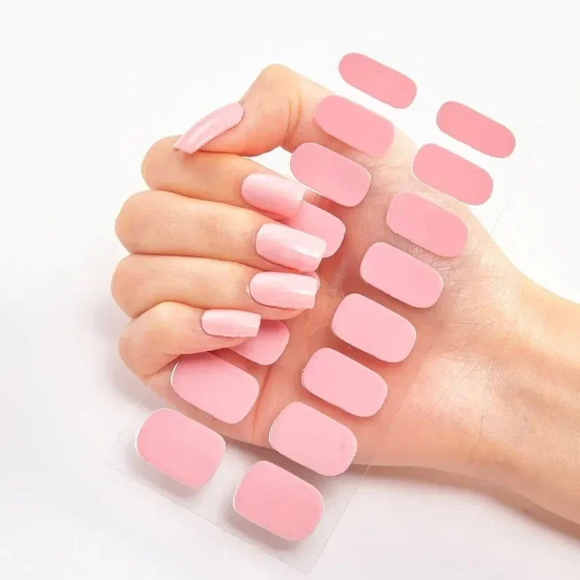 UV Semi Cured Gel Nail Wraps – Long Lasting French Style LED Gel Nail Stickers for Nail Extensions