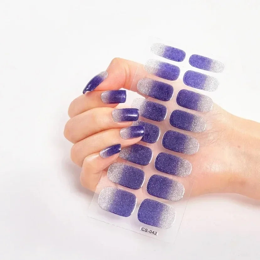 UV Semi Cured Gel Nail Wraps – Long Lasting French Style LED Gel Nail Stickers for Nail Extensions