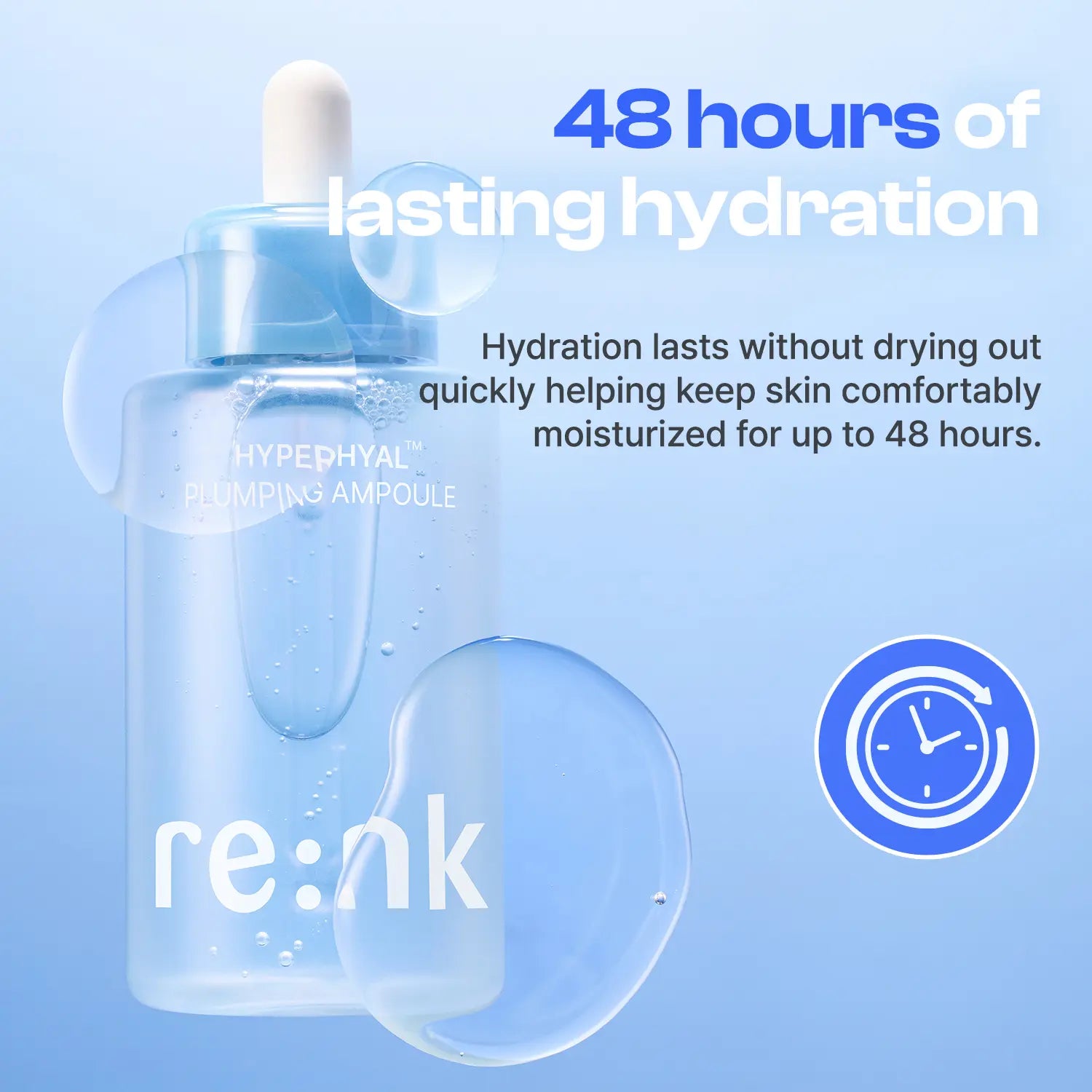 Re:Nk Hyper Hyal Plumping Ampoule – Moisturizing Facial Serum with Hyaluronic Acid, Panthenol and Allantoin, Enhance Skin Glow and Pore Care, Deep Hydration for Dry Skin, K-Beauty Skincare (3.38 Fl Oz)