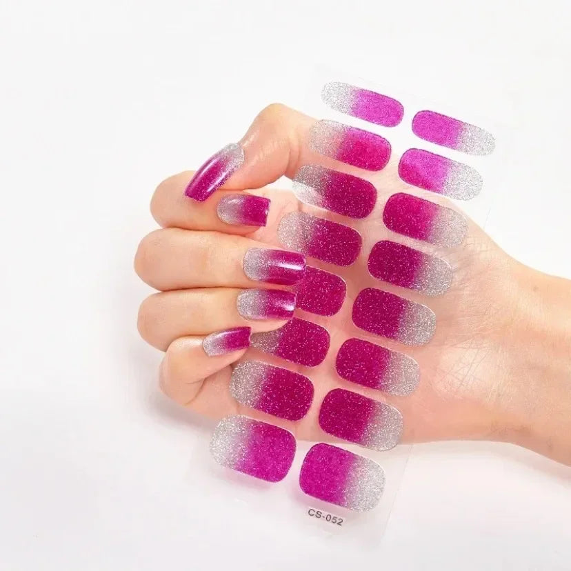 UV Semi Cured Gel Nail Wraps – Long Lasting French Style LED Gel Nail Stickers for Nail Extensions