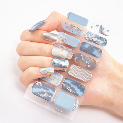 UV Semi Cured Gel Nail Wraps – Long Lasting French Style LED Gel Nail Stickers for Nail Extensions