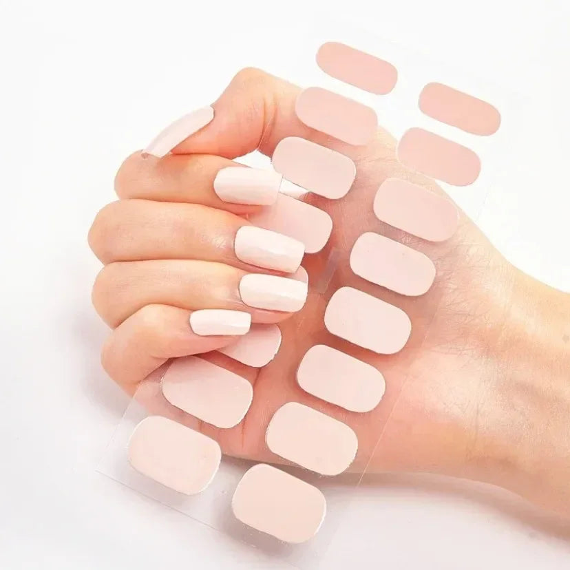 UV Semi Cured Gel Nail Wraps – Long Lasting French Style LED Gel Nail Stickers for Nail Extensions