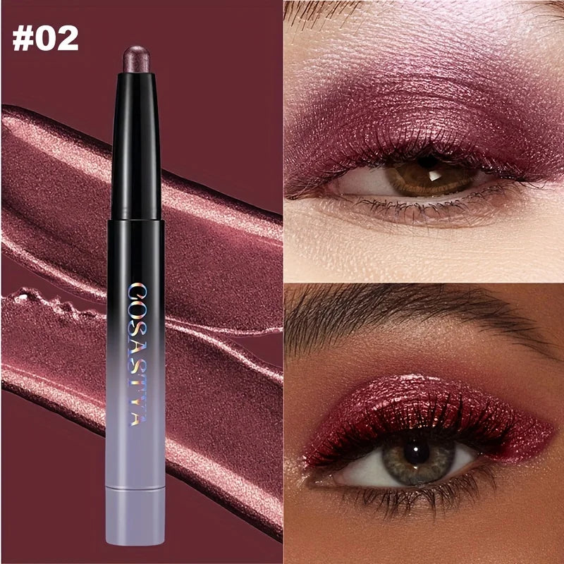 Brown Neutral Metal Eye Shadow Stick, Magic Color Cream Shimmer Crayon, Eye Whitening Stick, Highlight Pen, Eyeliner Pen