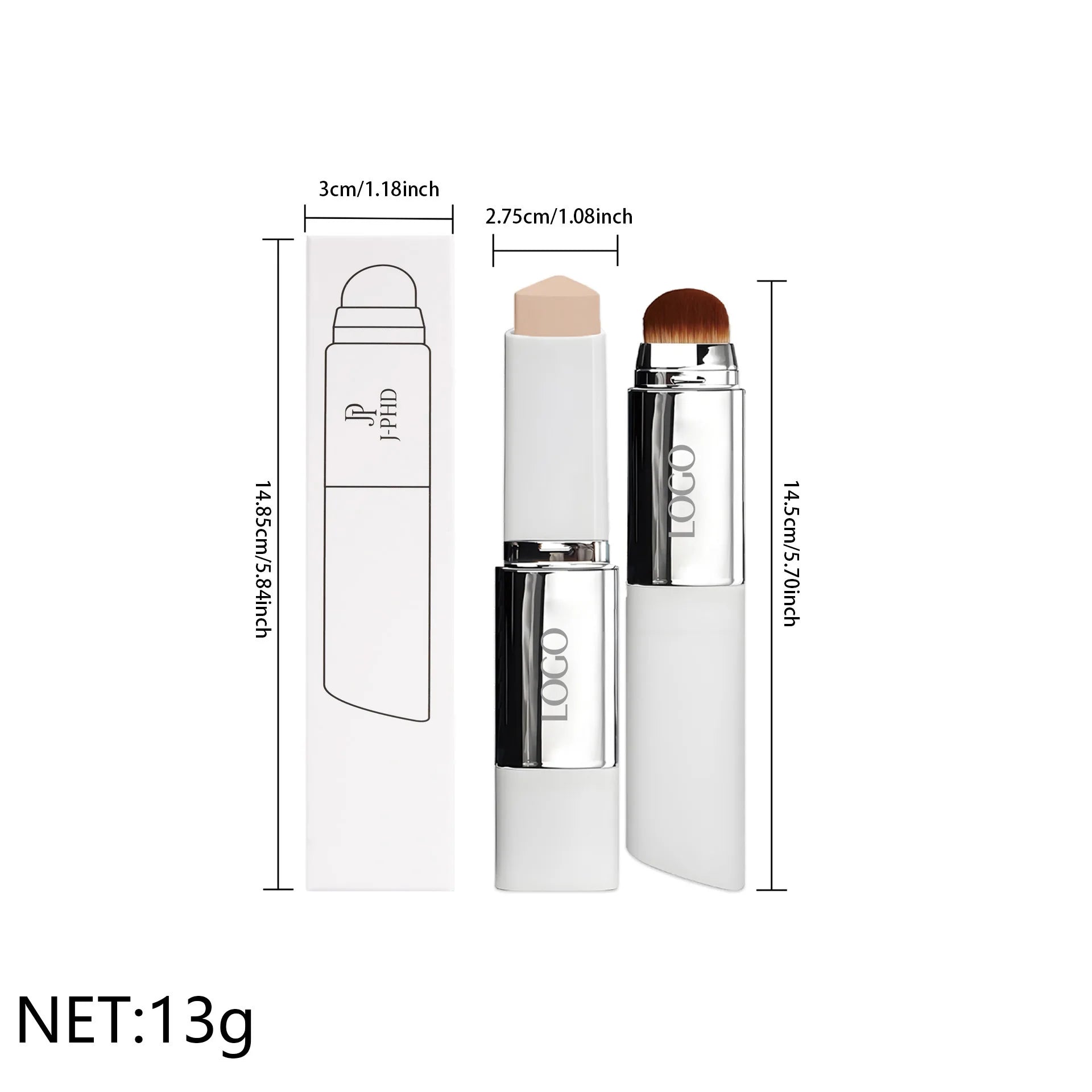 Two-In-One Brush Head Foundation Stick, Lightweight and Smooth, Long-Lasting Coverage, Creating a Perfect Makeup Effect