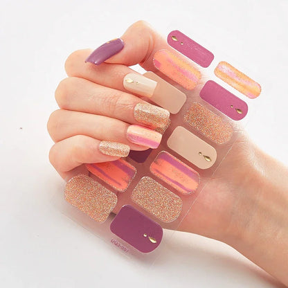 UV Semi Cured Gel Nail Wraps – Long Lasting French Style LED Gel Nail Stickers for Nail Extensions