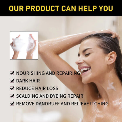 Black Hair Dye Shampoo 3-in-1 – Natural Herbal Hair Color Shampoo for Black Hair, Deep Nourishing, Hair Growth & Gray Hair Coverage