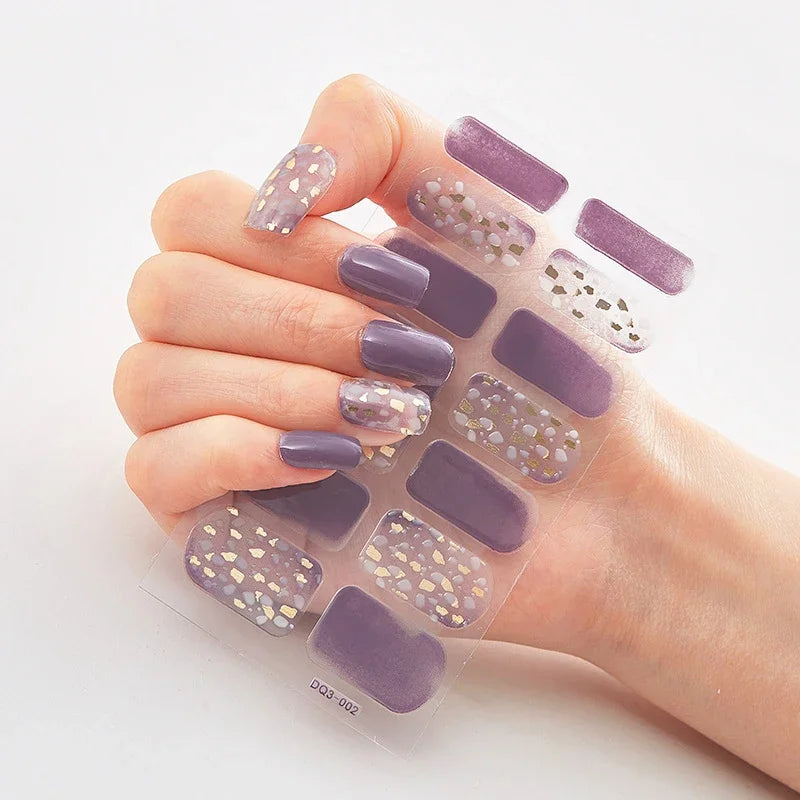 UV Semi Cured Gel Nail Wraps – Long Lasting French Style LED Gel Nail Stickers for Nail Extensions