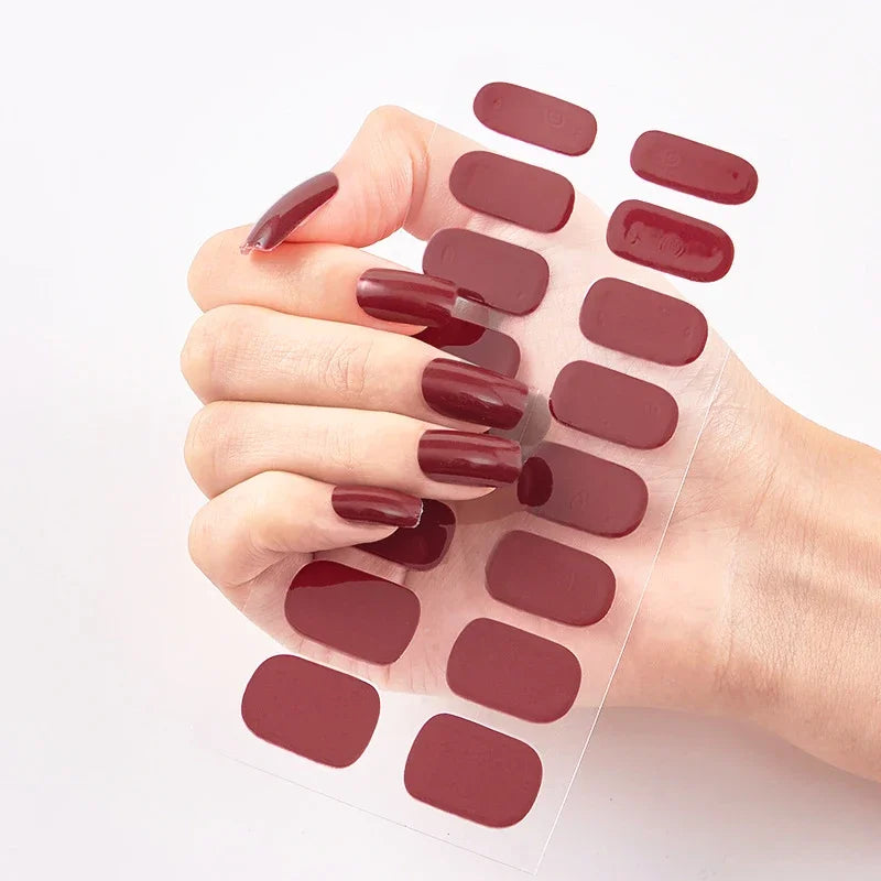 UV Semi Cured Gel Nail Wraps – Long Lasting French Style LED Gel Nail Stickers for Nail Extensions