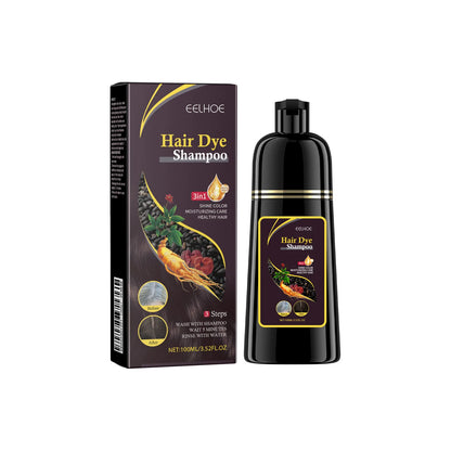 Black Hair Dye Shampoo 3-in-1 – Natural Herbal Hair Color Shampoo for Black Hair, Deep Nourishing, Hair Growth & Gray Hair Coverage