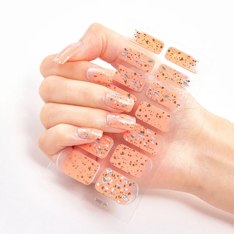 UV Semi Cured Gel Nail Wraps – Long Lasting French Style LED Gel Nail Stickers for Nail Extensions