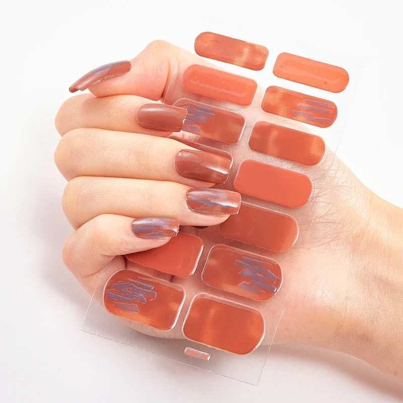 UV Semi Cured Gel Nail Wraps – Long Lasting French Style LED Gel Nail Stickers for Nail Extensions