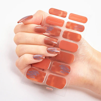 UV Semi Cured Gel Nail Wraps – Long Lasting French Style LED Gel Nail Stickers for Nail Extensions