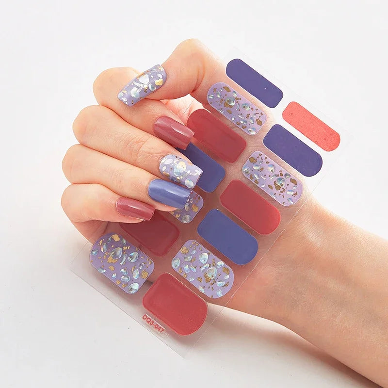 UV Semi Cured Gel Nail Wraps – Long Lasting French Style LED Gel Nail Stickers for Nail Extensions