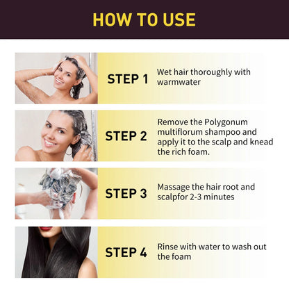 Black Hair Dye Shampoo 3-in-1 – Natural Herbal Hair Color Shampoo for Black Hair, Deep Nourishing, Hair Growth & Gray Hair Coverage