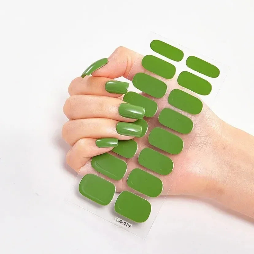 UV Semi Cured Gel Nail Wraps – Long Lasting French Style LED Gel Nail Stickers for Nail Extensions