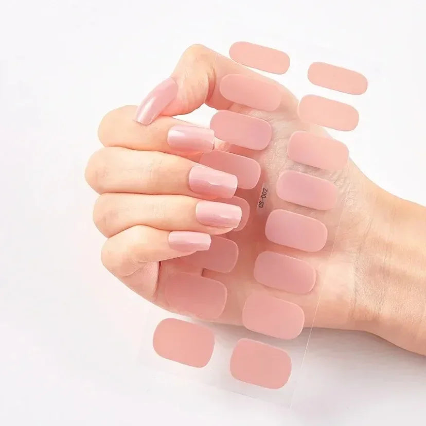 UV Semi Cured Gel Nail Wraps – Long Lasting French Style LED Gel Nail Stickers for Nail Extensions