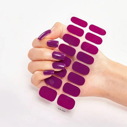 UV Semi Cured Gel Nail Wraps – Long Lasting French Style LED Gel Nail Stickers for Nail Extensions