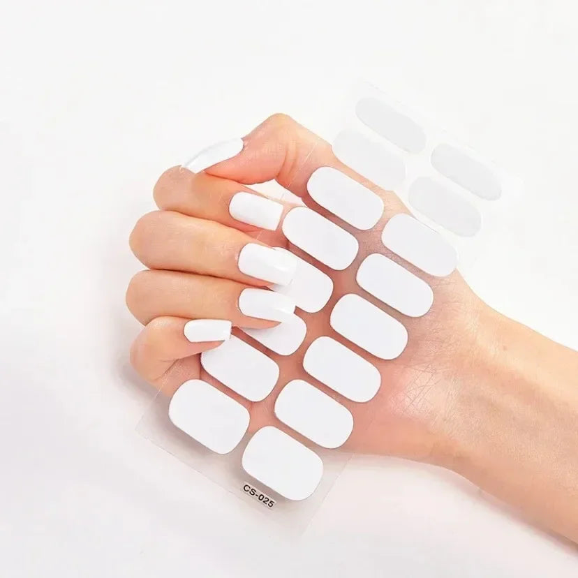 UV Semi Cured Gel Nail Wraps – Long Lasting French Style LED Gel Nail Stickers for Nail Extensions