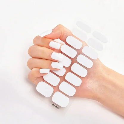 UV Semi Cured Gel Nail Wraps – Long Lasting French Style LED Gel Nail Stickers for Nail Extensions