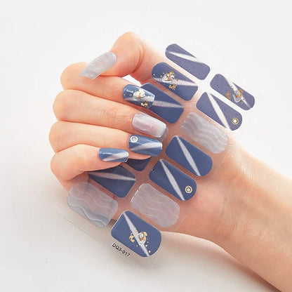 UV Semi Cured Gel Nail Wraps – Long Lasting French Style LED Gel Nail Stickers for Nail Extensions