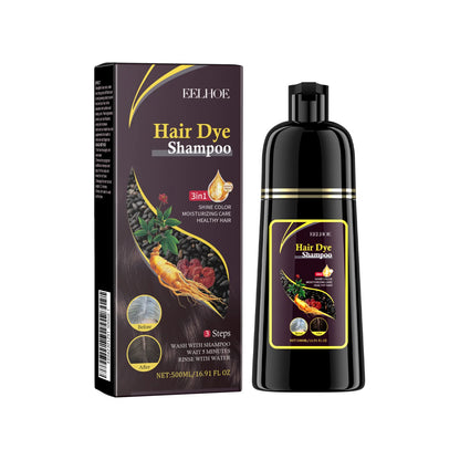 Black Hair Dye Shampoo 3-in-1 – Natural Herbal Hair Color Shampoo for Black Hair, Deep Nourishing, Hair Growth & Gray Hair Coverage