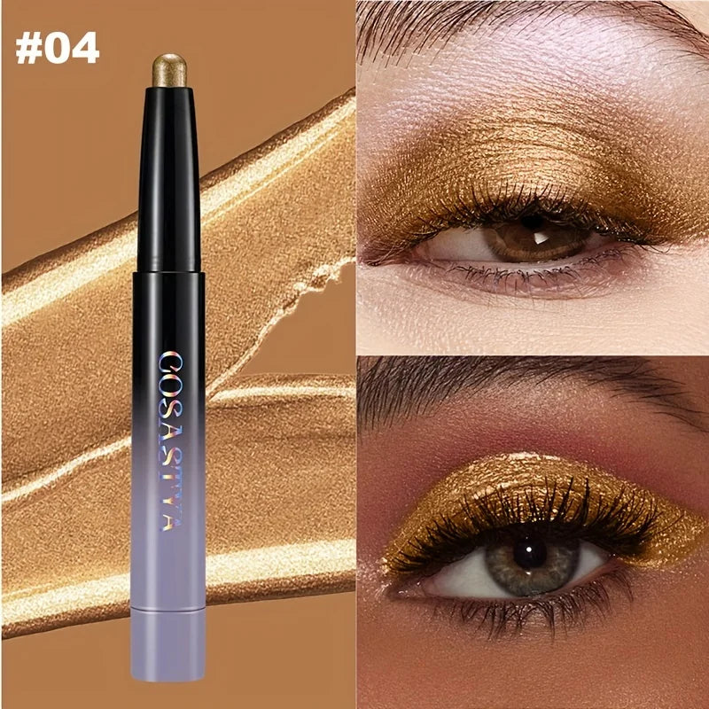 Brown Neutral Metal Eye Shadow Stick, Magic Color Cream Shimmer Crayon, Eye Whitening Stick, Highlight Pen, Eyeliner Pen