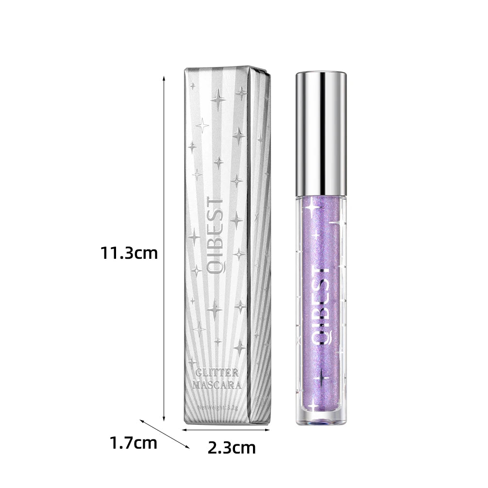 Glitter Diamond Mascara – Waterproof Shimmer Curling Mascara (Silver, Gold & Purple)