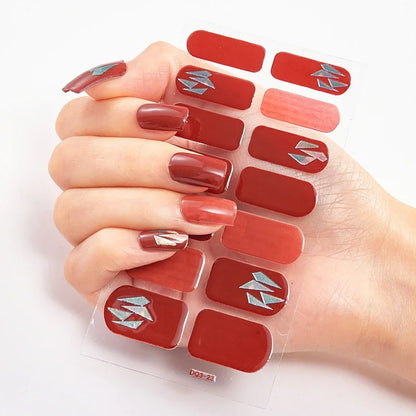 UV Semi Cured Gel Nail Wraps – Long Lasting French Style LED Gel Nail Stickers for Nail Extensions