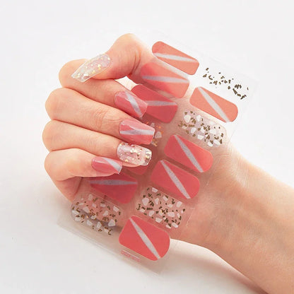 UV Semi Cured Gel Nail Wraps – Long Lasting French Style LED Gel Nail Stickers for Nail Extensions